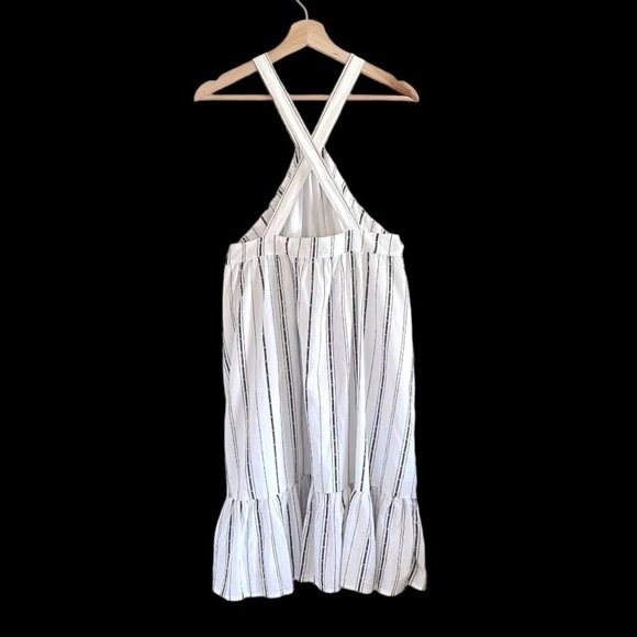 NWT LOFT Beach Halter Neck Flounce Hem Striped Cotton Sun Dress White 16 - Picture 4 of 14